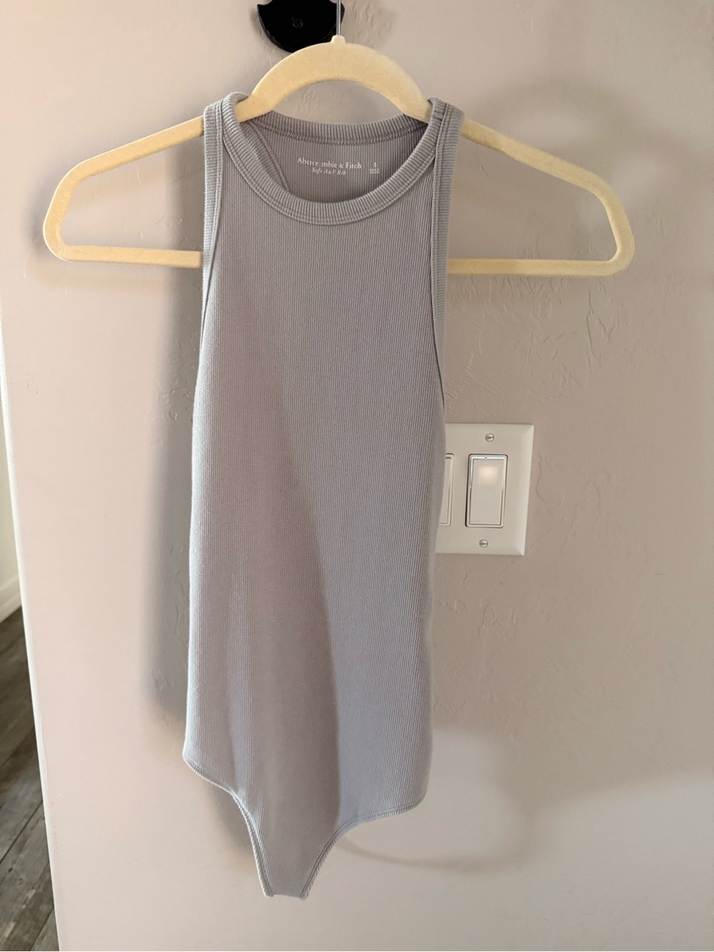 Abercrombie & Fitch Light Gray Ribbed Tank Bodysuit size small